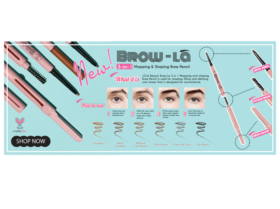 J.Cat Beauty Brow-La 3 In1 Mapping & Shaping Brow Pencil